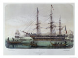 The Astrolabe and Zelee Visiting Nuku Hiva Island in the French Marquesas Islands reproduction procédé giclée par Louis Le Breton