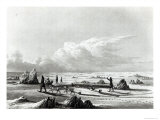 Winter Travelling on Great Salave Lake, from Journey to the Polar Sea, Engraved by Edward Finden reproduction procédé giclée par George Back