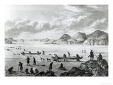 Expedition Passing Through Point Lata on the Ice, Engraved by Edward Francis Finden reproduction procédé giclée par George Back