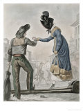 Woman Paying a Street Sweeper to Cross a Gangplank over a Dirty Street Giclee Print by Antoine Charles Horace Vernet