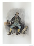Bill Sikes and His Dog, Charles Dickens: A Gossip About His Life, T. Archer, Published c.1894 Giclee-trykk av Frederick Barnard