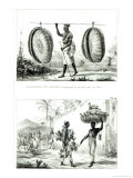 Head Baskets and a Poultry Seller, from Voyage Pittoresque et Historique Au Bresil Lámina giclée por Jean Baptiste Debret