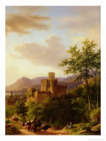 Travellers on a Path in an Extensive Rhineland Landscape Giclee Print by Barend Cornelis Koekkoek