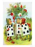 The Playing Cards Painting the Rose Bush, Illustration from Alice in Wonderland by Lewis Carroll Reproduction procédé giclée par John Tenniel