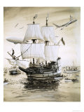 Alan Villiers Recreates the Mayflower of the Pilgrim Fathers and Sails Across the Atlantic Giclee Print