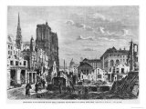 Paris, Demolition of a Part of Cite to Extend the Buildings of New Hotel-Dieu, Engraved Barbant Giclee Print by Felix Thorigny