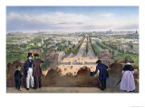 Champs-Elysees, from the Top of the Arc de Triomphe, Promenades Dans Paris et Ses Environs, c.1840 Giclee-trykk av Felix Benoist Champs-Elysees, from the Top of the Arc de Triomphe, Promenades Dans Paris et Ses Environs, c.1840 Giclee-trykk av Felix Benoist