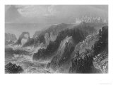 View of Slaines Castle, Near Peterhead reproduction procédé giclée par William Henry Bartlett