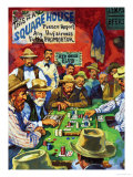 Cowboys Playing Faro in a Saloon Giclee Print by Harry Green