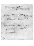 Leonardo Da Vinci's Handwriting reproduction procédé giclée par Leonardo da Vinci 