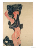 Girl Kneeling with Her Dress Hitched Up Giclee-vedos tekijänä Egon Schiele Girl Kneeling with Her Dress Hitched Up Giclee-vedos tekijänä Egon Schiele