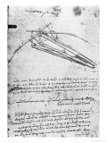 Design For a Flying Machine, Folio 74V 143, c.1488 Giclée-Druck von Leonardo da Vinci 