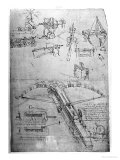 Weapon Designs, Including For a Giant Crossbow, Codex Atlanticus, 1478-1518 Giclée-tryk af Leonardo da Vinci