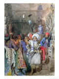 Vendors in the Covered Bazaar, Istanbul, 1851 Giclee Print by Amadeo Preziosi