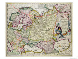 Map of Asia Minor: Norway, Sweden, Denmark, Lapland, Poland, Turkey, Russia and Moscow, c.1626 Giclée-Druck von Nicolas Visscher