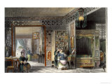 Boudoir and Bed-Chamber of a Lady of Rank, China in a Series of Views by George Newenham Wright reproduction procédé giclée par Thomas Allom