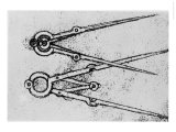 Two Types of Adjustable-Opening Compass, Paris Manuscript H, 1493-4 reproduction procédé giclée par Leonardo da Vinci 