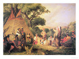 Sioux Indian Council, 1852 reproduction procédé giclée par Seth Eastman