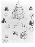 Studies For a Building of a Centralised Plan, Codex Ashburnham I and II reproduction procédé giclée par Leonardo da Vinci 