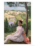 View of the Village, Castelnau, 1868 reproduction procédé giclée par Jean Frederic Bazille