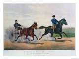 Flora Temple and Lancet Racing on the Centreville Course, 1856 reproduction procédé giclée par Currier & Ives 