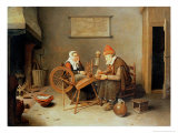 Interior with a Old Woman at a Spinning Wheel, 1657 Reproduction procédé giclée par Gerritsz. Quiryn Van Brekelenkam