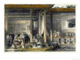 Arrival of Marriage Presents at the Bridal Residence, China in a Series of Views by G.N. Wright reproduction procédé giclée par Thomas Allom