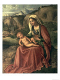 Madonna and Child in a Landscape, Before 1504 Giclée-tryk af Giorgione Madonna and Child in a Landscape, Before 1504 Giclée-tryk af Giorgione