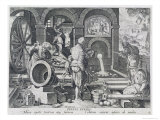 The Invention of Gunpowder and the First Casting of Bronze Cannon, Plate 4 from Nova Reperta reproduction procédé giclée par Jan van der Straet