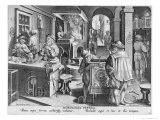 The Invention of Iron Mechanical Clocks, Plate 6 from Nova Reperta reproduction procédé giclée par Jan van der Straet