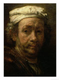 Portrait of the Artist at His Easel, Detail of the Face, 1660 Giclee Print by Rembrandt van Rijn 