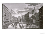 View of a Procession in the Graben Engraved by Georg-Daniel Heumann Giclee Print by Salomon Kleiner