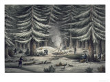 Making a Resting Place on a Winter Night, c.1820 Giclee-trykk av George Back Making a Resting Place on a Winter Night, c.1820 Giclee-trykk av George Back