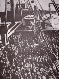 The Crowded Deck of an Immigrant Ship Entering New York Harbour, c.1905 Photographic Print