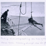 Ponting Cinematographing, Bow of 'Terra Nova'Breaking Through Ice Flows, Scott's Last Expedition Photographic Print by Herbert Ponting