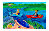 Kayak Blue Posters by Deborah Cavenaugh