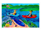 Kayak Blue Poster by Deborah Cavenaugh