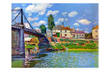 Brucke von Villeneuve La Garenne Bridge Kunstdrucke von Alfred Sisley