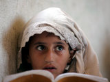 A Small Girl Takes Lessons at the Nangalam High School in Nangalam, Eastern Afghanistan Photographic Print