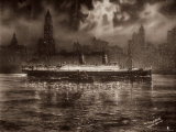 The Translatlantic Liner Conte Verde in the Harbor of New York Photographic Print