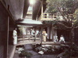 Young Japanes Women in Kimonos Seen in a Characteristic House of Tea in Tonosawa Photographic Print