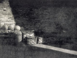 Sun Ray of Light Breaks Through the Semi-Darkness of a Rural Interior Setting Photographic Print