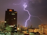 Lightning Flashes in the Sky of Bangkok Photographic Print