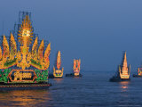 Cambodia's Illuminated Boats Make Their Way Along the Tonle Sap River Photographic Print by Heng Sinith