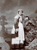Full-Length Portrait of a Young Greek Woman in Traditional Attire. She is Wearing a Veil Lámina fotográfica