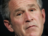 President Bush Listens to a Question About His Declassifying an Intelligence Report Photographic Print