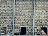 A Egyptian Muslim Woman Looks Outside from Her Mashrabiya Style Window of Her Home in Cairo Photographic Print