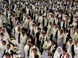 About 20,000 Newlywed People Take Part in the Mass Wedding Ceremony at Seoul's Olympic Satdium Photographic Print