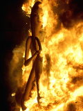 A Falla with Satirical Figures Burns During the Traditional Fallas Festival Photographic Print