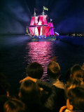 Shtandart Frigate with Scarlet Sails in Illumination Light Floating Photographic Print